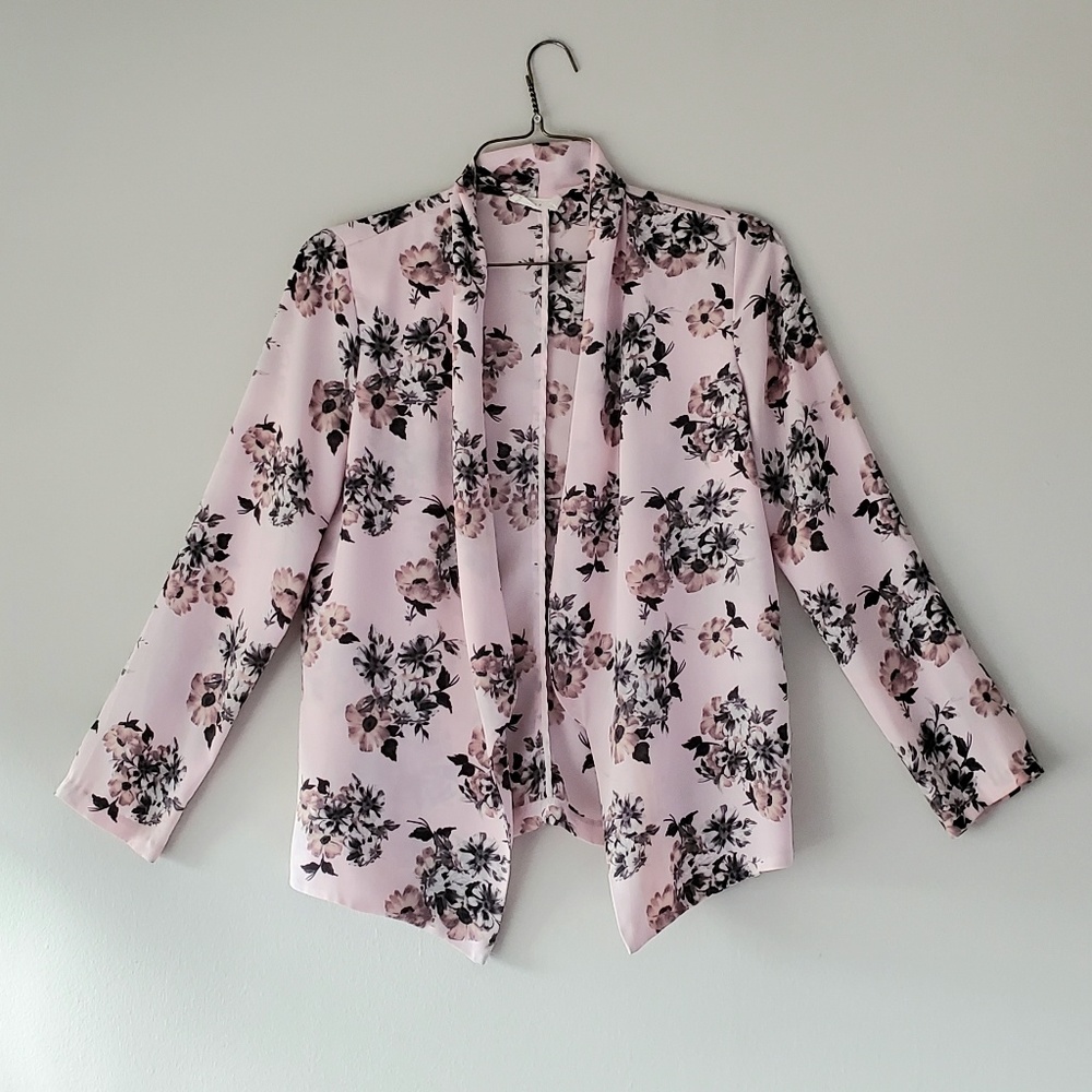 LUSH Pink Floral Waterfall Style Cardigan